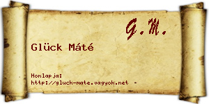 Glück Máté névjegykártya